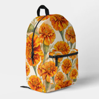 Orange marigold flowers pattern bedruckter rucksack