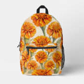 Orange marigold flowers pattern bedruckter rucksack (Vorderseite)