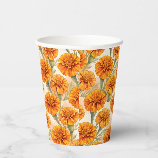 Orange marigold flowers pattern pappbecher (Rechts)