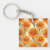 Orange marigold flowers pattern schlüsselanhänger (Vorderseite)