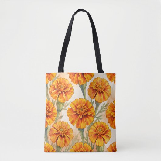 Orange marigold flowers pattern tasche (Vorderseite)