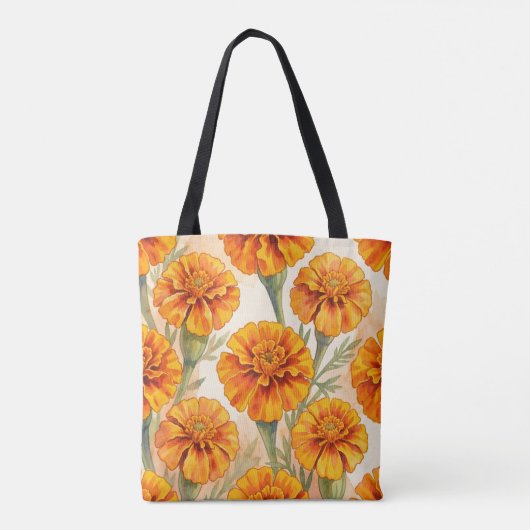 Orange marigold flowers pattern tasche (Rückseite)