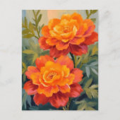 Orange Marigold Flowers Watercolor Botanical Postkarte (Vorderseite)