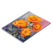 Orange Marigold Flowers Watercolor Floral Painting Notizblock (Linke Seite)