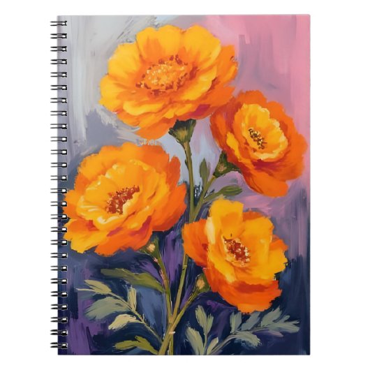 Orange Marigold Flowers Watercolor Floral Painting Notizblock (Vorderseite)