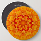 Orange Marigold Mandala Button (Vorne & Hinten)