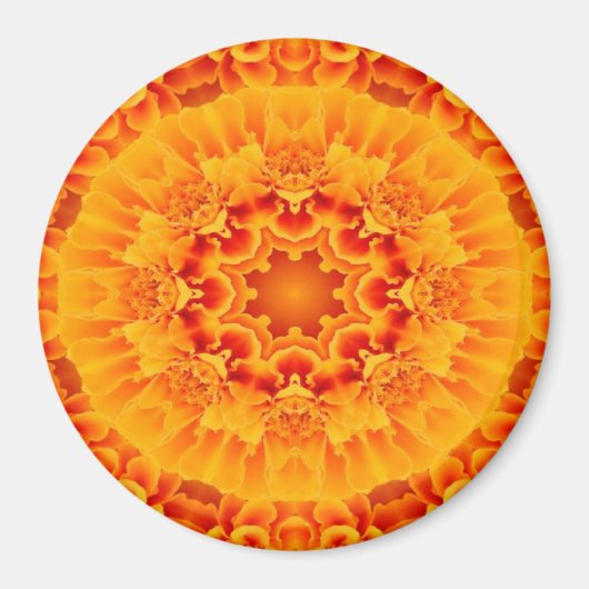 Orange Marigold Mandala Magnet (Vorne)
