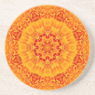 Orange Marigold Mandala Sandstein Untersetzer