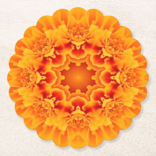 Orange Marigold Mandala Untersetzer (Vorderseite)