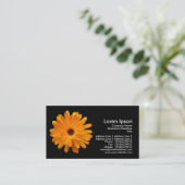 Orange Marigold - Schwarz Visitenkarte (Stehend Vorderseite)