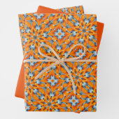 Orange, Marigold, Silver & Platinum Burst Muster Geschenkpapier Set (Beispiel)