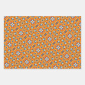 Orange, Marigold, Silver & Platinum Burst Muster Geschenkpapier Set (Vorderseite)