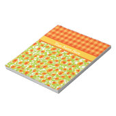 Orange Marigolds and Check Gingham Notepad, Jotter Notizblock (Rotiert)