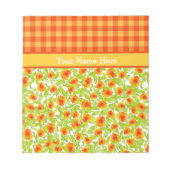 Orange Marigolds and Check Gingham Notepad, Jotter Notizblock (Vorderseite)