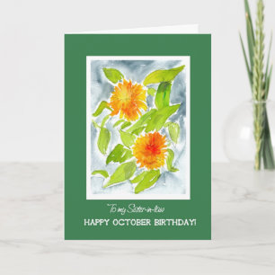 Orange Marigolds Schwiegersohn-Oktober Geburtstag Karte