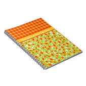 Orange Marigolds und Karo Gingham Spiral Notebook Notizblock (Rechte Seite)