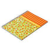 Orange Marigolds und Karo Gingham Spiral Notebook Notizblock (Linke Seite)