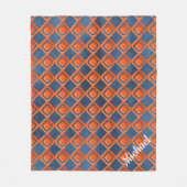 Orange Marine-Blau-Aquarell-Muster Fleecedecke (Vorderseite)