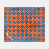 Orange Marine-Blau-Aquarell-Muster Fleecedecke (Vorderseite (Horizontal))