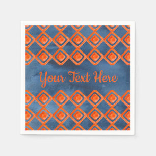Orange Marine-Blau-Aquarell-Muster Serviette
