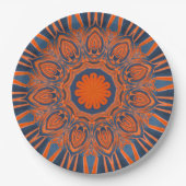 Orange Marine-Blau-Mandala Pappteller (Vorderseite)