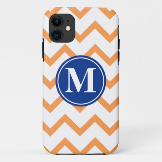 Orange Marine-Zickzack Monogramm Case-Mate iPhone Hülle (Rückseite)