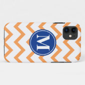Orange Marine-Zickzack Monogramm Case-Mate iPhone Hülle (Rückseite (Horizontal))