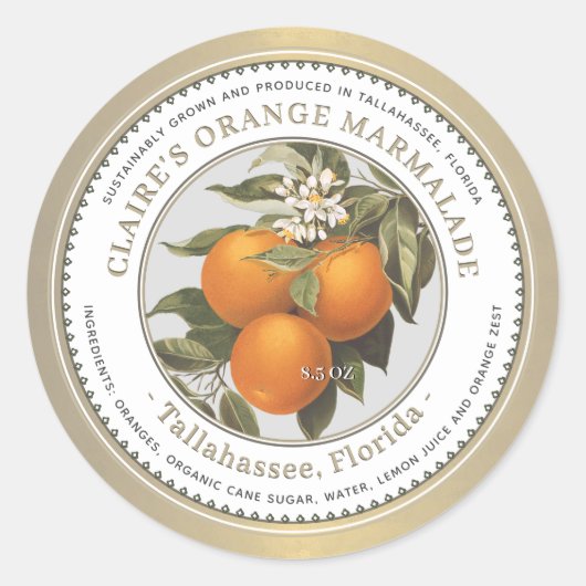 Orange Marmalade behält Vintages Gold Runder Aufkleber (Vorderseite)