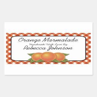 Orange Marmalade Custom Text Jar Label Rechteckiger Aufkleber