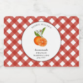 Orange Marmalade Gingham Country Stil Lebensmitteletikett (Einzelnes Label)