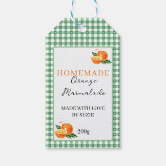Orange Marmalade Jar Label Personalized Gingham  Geschenkanhänger