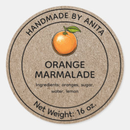 Orange Marmalade Jelly Jar Label Kraft Paper Style Runder Aufkleber
