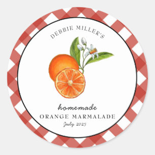 Orange Marmalade Kariert Round Jam Runder Aufkleber