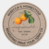 Orange Marmalade Kraft Paper Canning Jar Labels Runder Aufkleber (Vorderseite)
