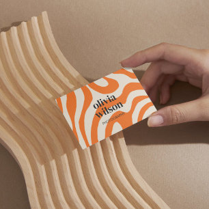 Orange Marmor Wavy Retro Streifen Bold Moderne Frü Visitenkarte