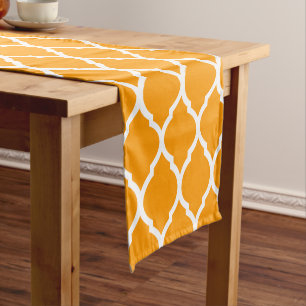 Orange marokkanische Quatrefolie Kurzer Tischläufer