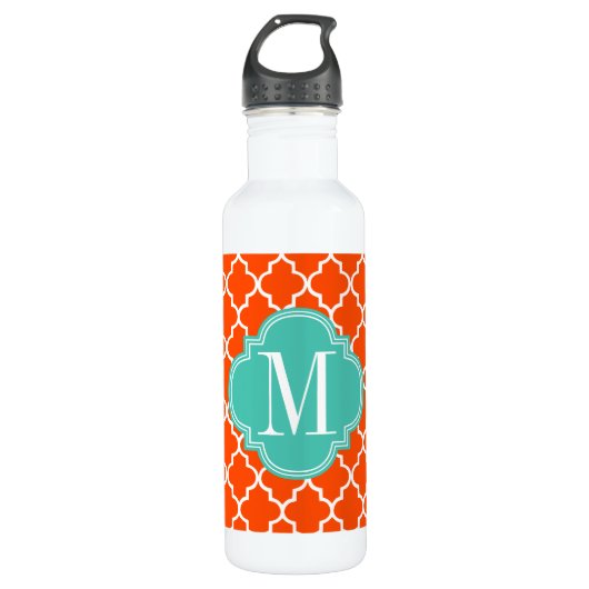 Orange marokkanisches Fliesen-Gitter Edelstahlflasche (Vorderseite)