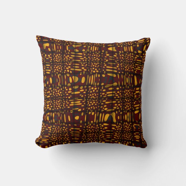 Orange Maroon Black Modern Zig Zag Abstrakt Pillow Kissen (Vorderseite)