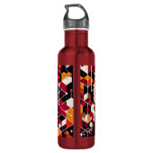 Orange Maroon Red Penguin In geometrisch Abstrakt Edelstahlflasche (Rückseite)