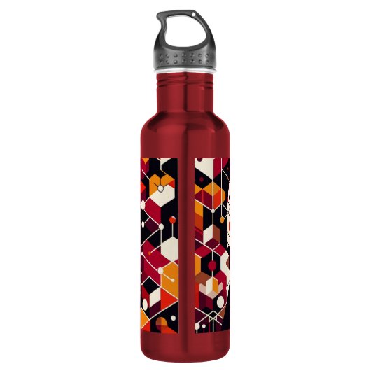 Orange Maroon Red Penguin In geometrisch Abstrakt Edelstahlflasche (Rückseite)