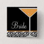 Orange Martini- und Zebra-Muster Button (Vorderseite)