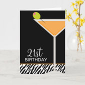 Orange Martini und Zebra Pattern Karte (Gelbe Blume)