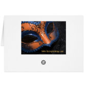 Orange Maskerade-Masken-Tischnummer-Karte (Rückseite Horizontal)