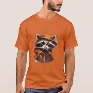 Orange maskierter Halloween-Waschbär T-Shirt