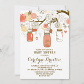 Orange Mason Jars | Einladung der Babydusche (Vorderseite)