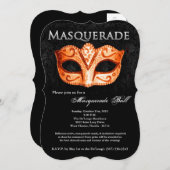 Orange Masquerade Ball Maske Kostüm Halloween Teil Einladung (Vorne/Hinten)