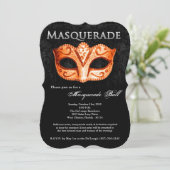 Orange Masquerade Ball Maske Kostüm Halloween Teil Einladung (Stehend Vorderseite)