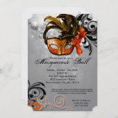 Orange Masquerade Ball Maske Kostüm Halloween Teil Einladung (Vorne/Hinten)