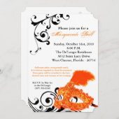 Orange Masquerade Ball Maske Kostüm Halloween Teil Einladung (Vorne/Hinten)