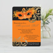 Orange Masquerade Maske Ball Kostüm Halloween Einladung (Stehend Vorderseite)